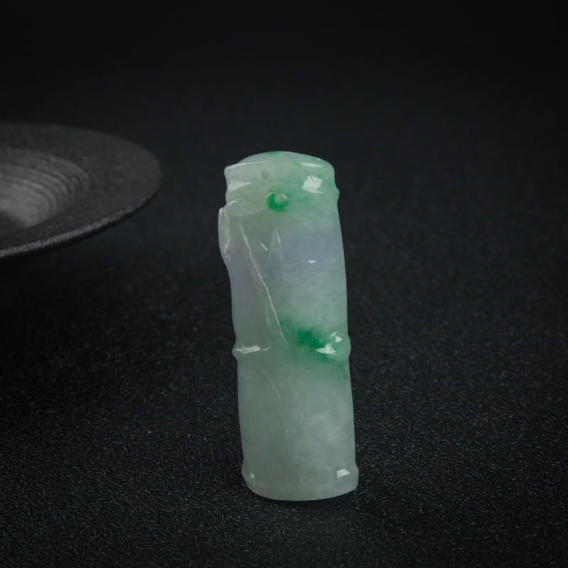 天然糯冰种春带彩翡翠节节高升吊坠-红掌柜