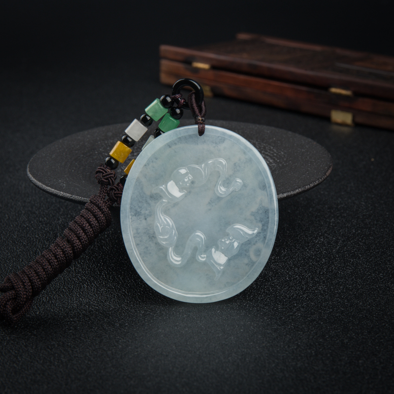 缅甸糯冰种翡翠辰龙吊坠-红掌柜