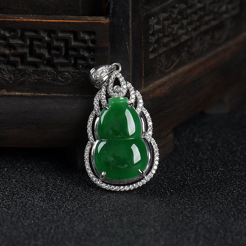 18K糯种深绿翡翠福禄吊坠-红掌柜