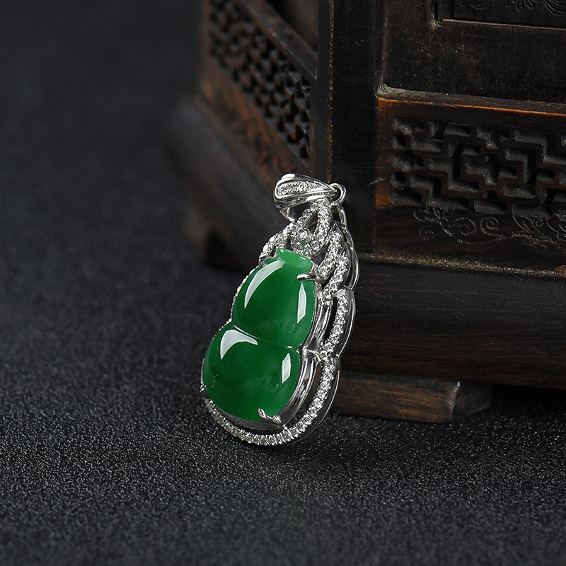 深绿翡翠福禄吊坠-红掌柜