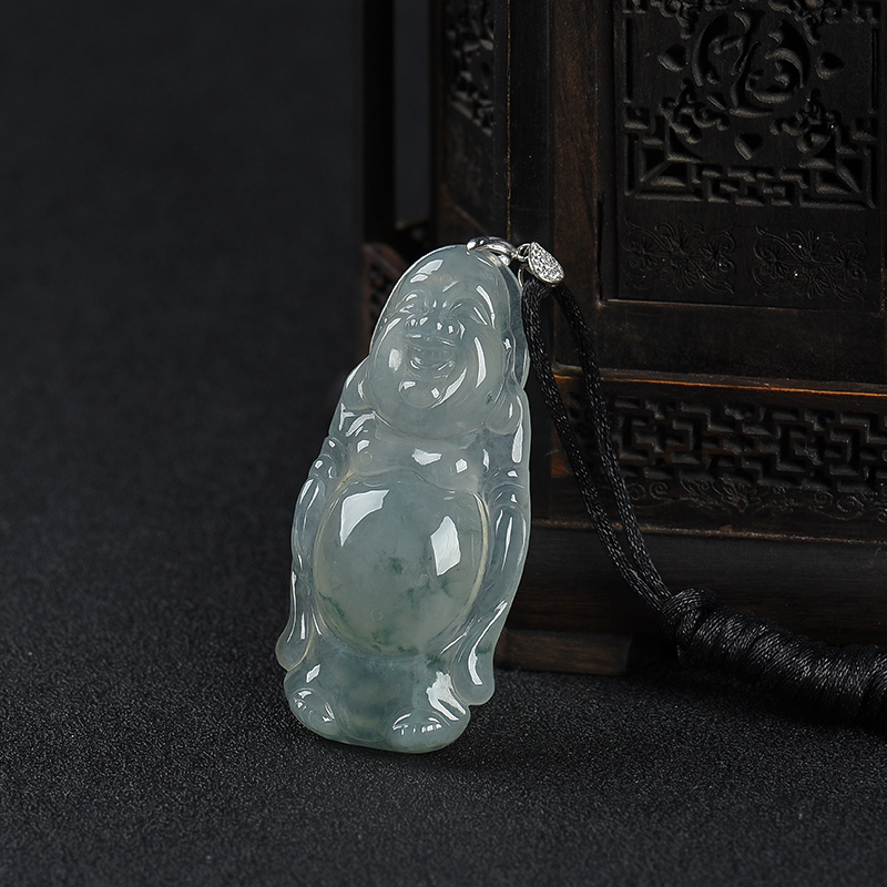 飘花翡翠逍遥佛吊坠-红掌柜