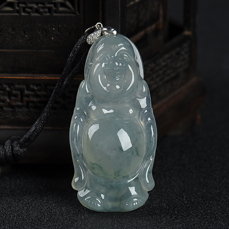 天然翡翠逍遥佛吊坠-红掌柜
