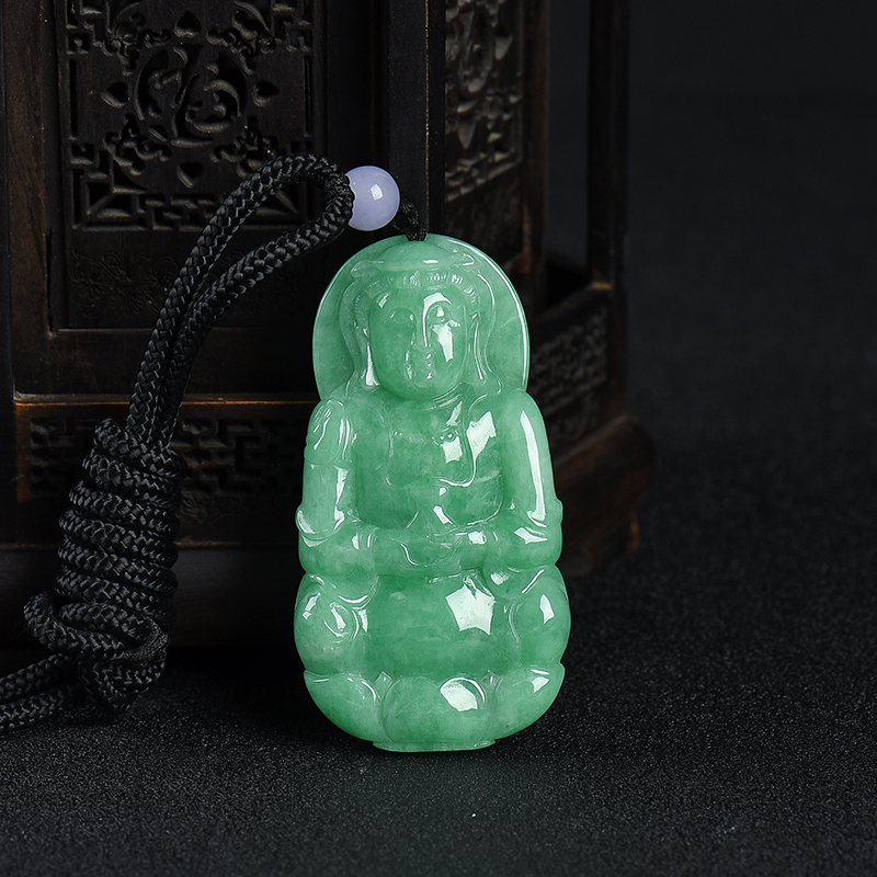 豆种豆绿翡翠观音吊坠-红掌柜
