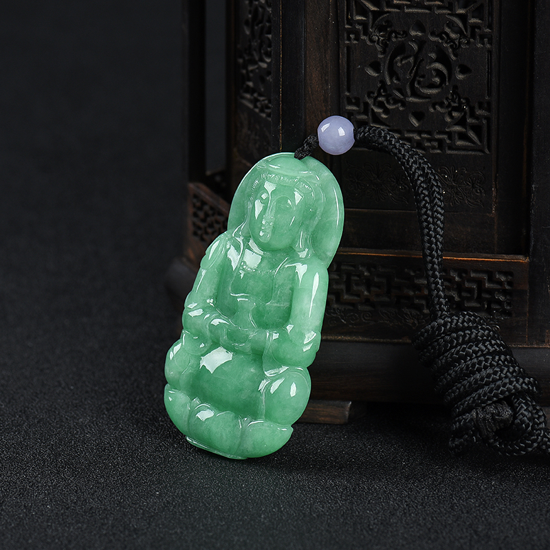 豆种翡翠观音吊坠-红掌柜