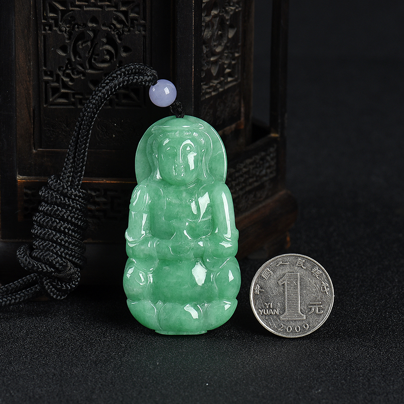 天然翡翠观音吊坠-红掌柜