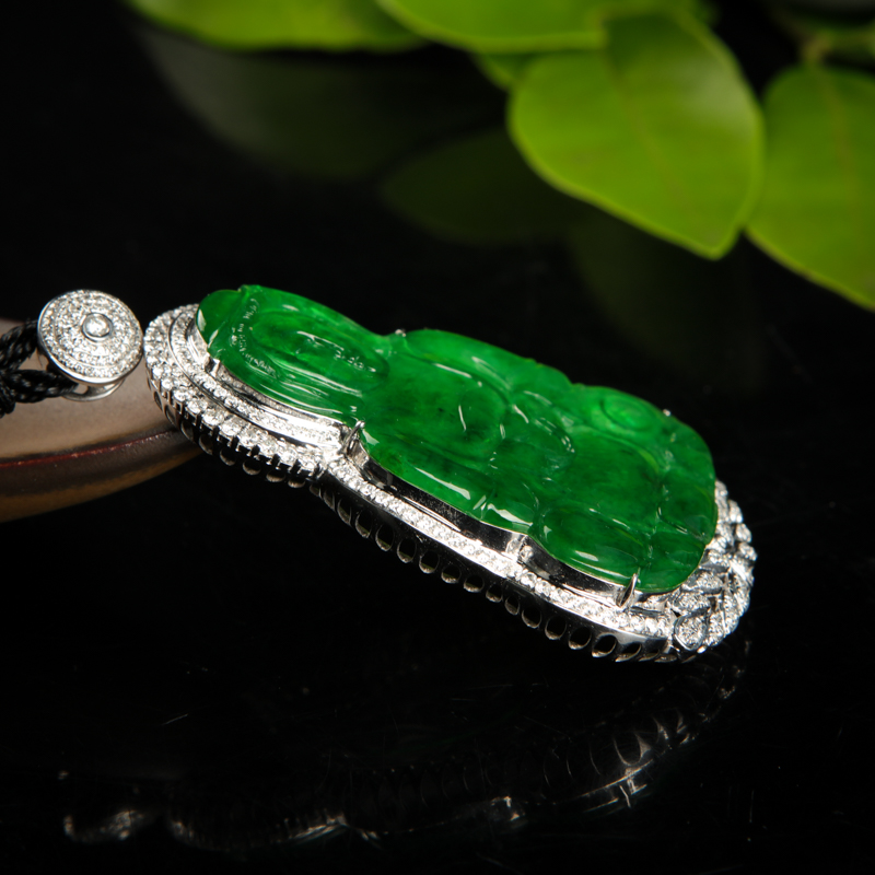 天然翠绿翡翠观音吊坠-红掌柜