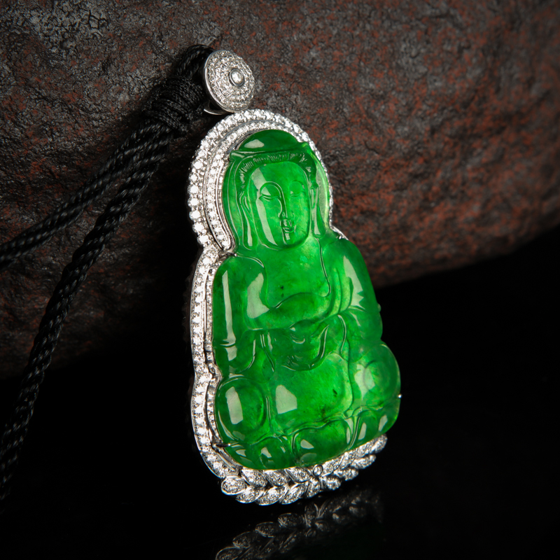 缅甸翡翠观音吊坠-红掌柜