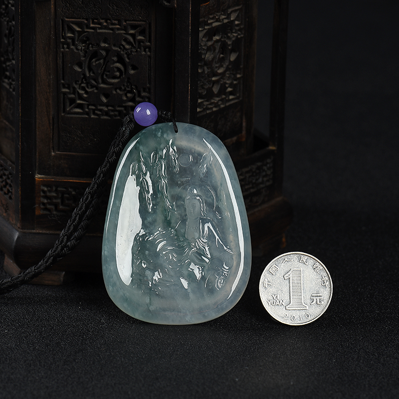天然翡翠文殊菩萨吊坠-红掌柜
