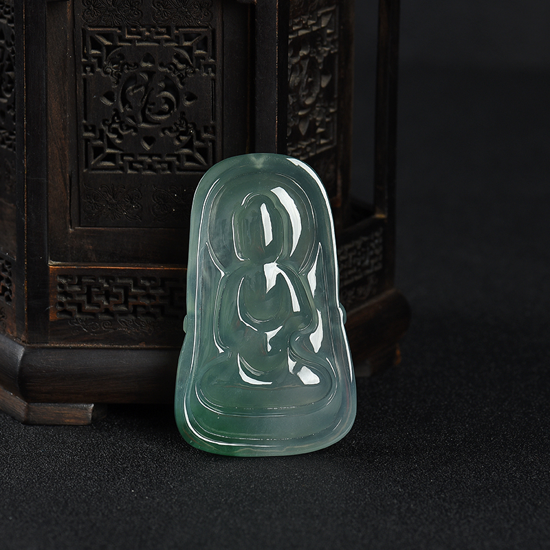 飘花翡翠大日如来吊坠-红掌柜