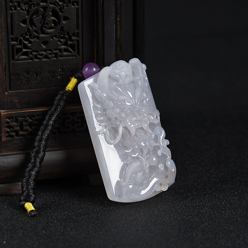 天然糯种浅紫翡翠辰龙吊坠-红掌柜