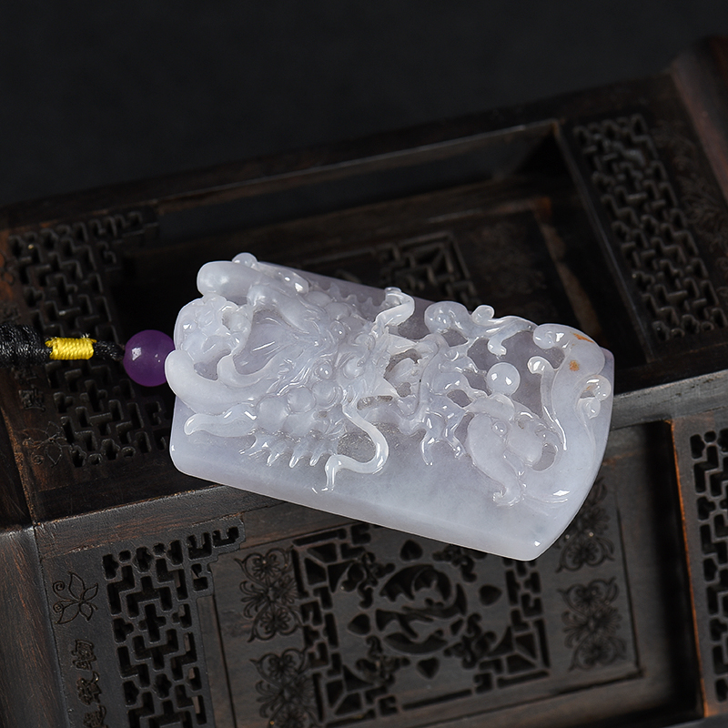 糯种浅紫翡翠吊坠-红掌柜