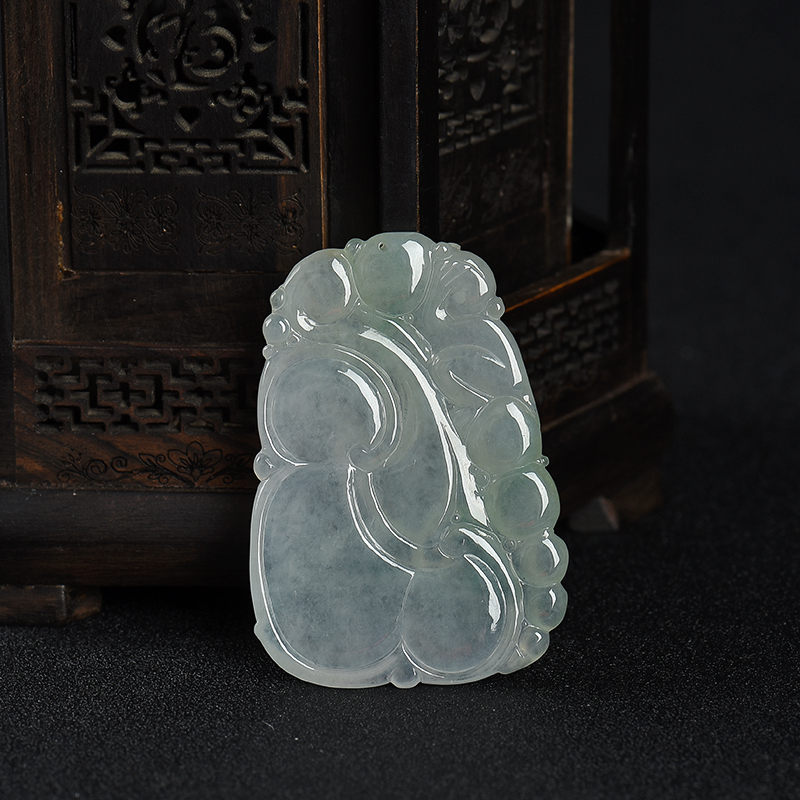 天然翡翠福寿如意吊坠-红掌柜