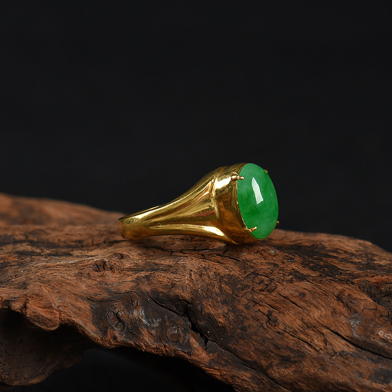 阳绿翡翠戒面-红掌柜