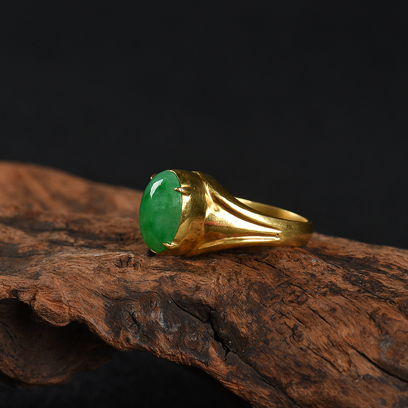 糯种翡翠戒面-红掌柜