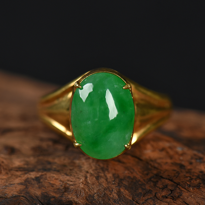 天然阳绿翡翠戒面-红掌柜