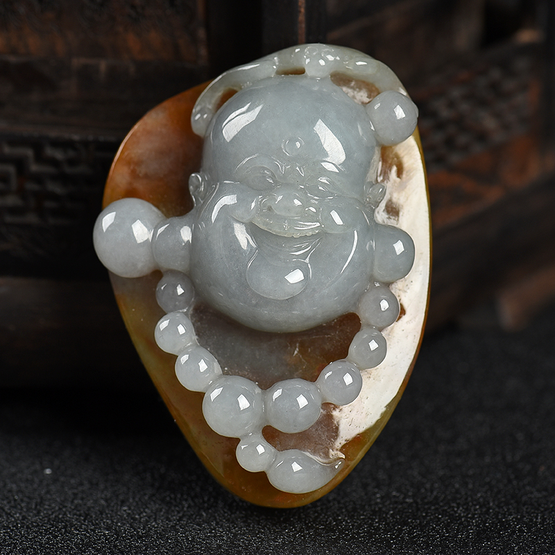 翡翠弥勒佛吊坠-红掌柜
