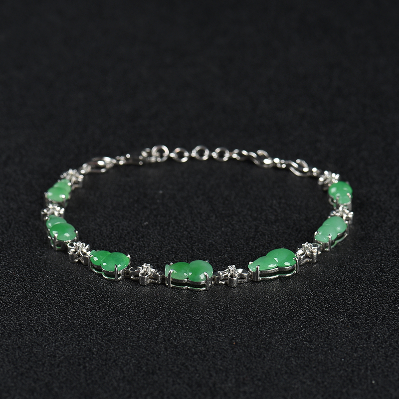 9k糯冰种飘翠翡翠葫芦手链-红掌柜