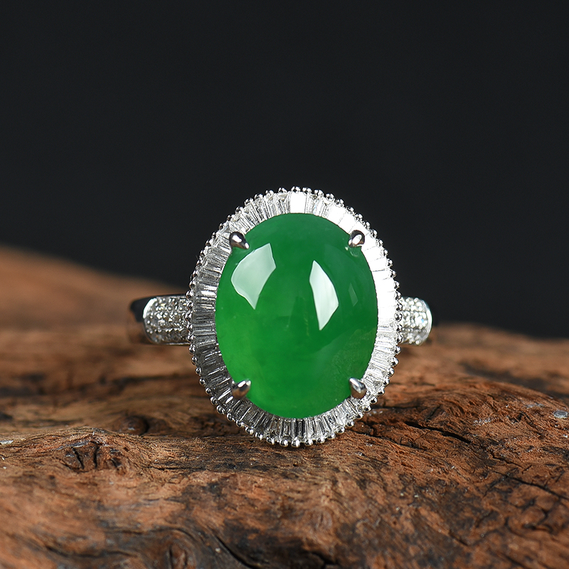 糯冰种翡翠戒指-红掌柜