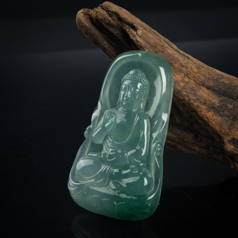 糯冰种飘翠翡翠吊坠-红掌柜