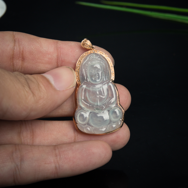 天然翡翠观音吊坠-红掌柜