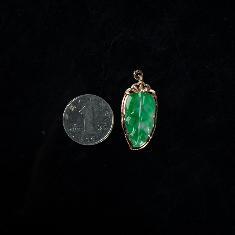 缅甸翡翠金枝玉叶吊坠-红掌柜