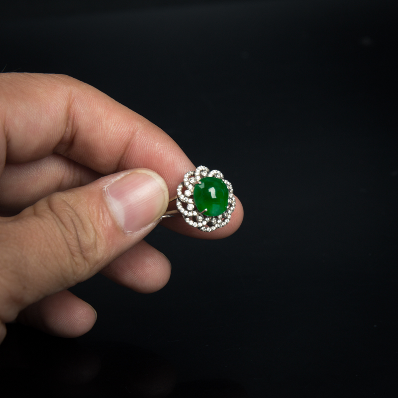 天然翡翠随形戒指-红掌柜