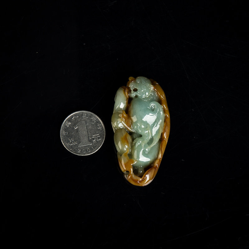 糯种翡翠福如东海吊坠-红掌柜