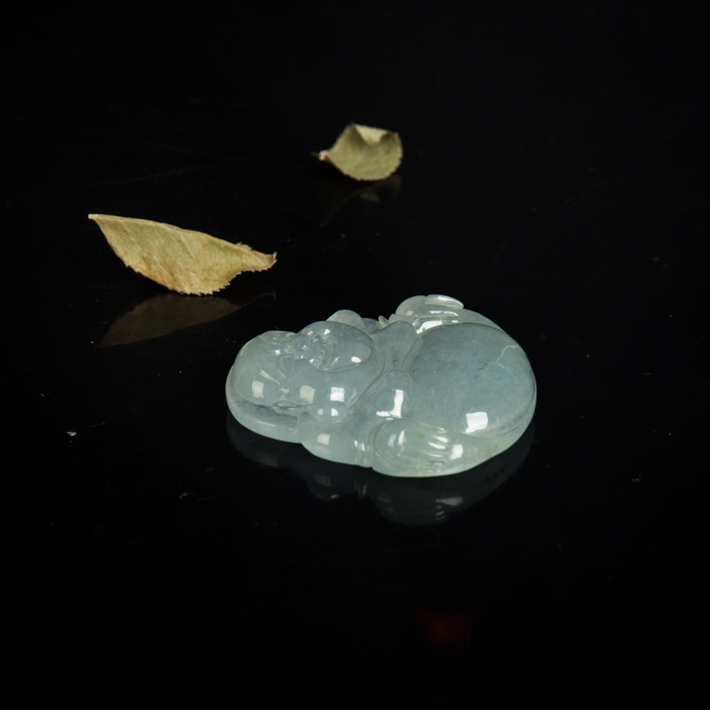 缅甸天然糯冰种飘花翡翠吊坠-红掌柜