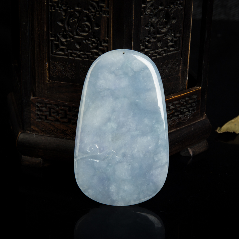 缅甸天然蓝紫色翡翠观音吊坠-红掌柜