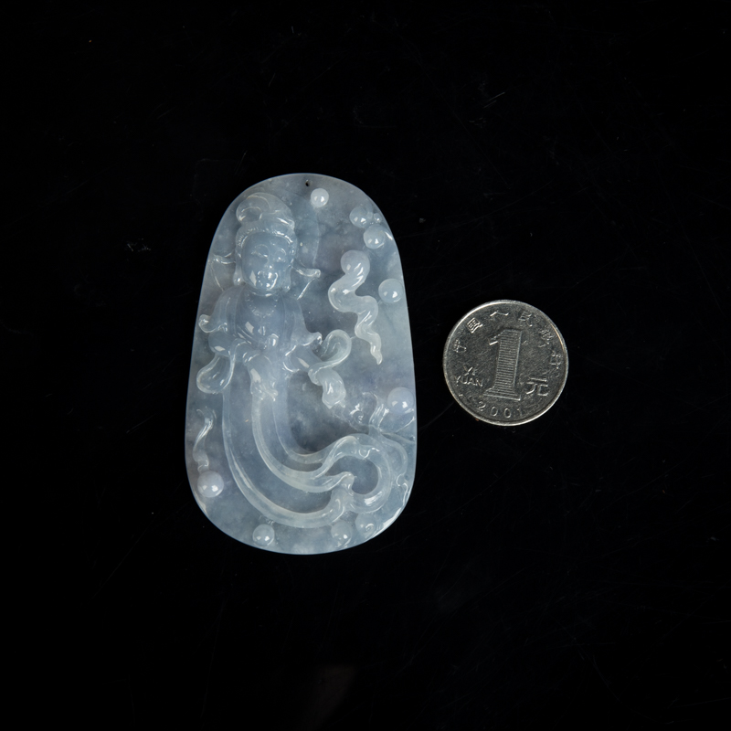 糯种蓝紫色翡翠吊坠-红掌柜