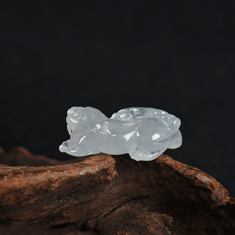 糯冰种翡翠貔貅吊坠-红掌柜