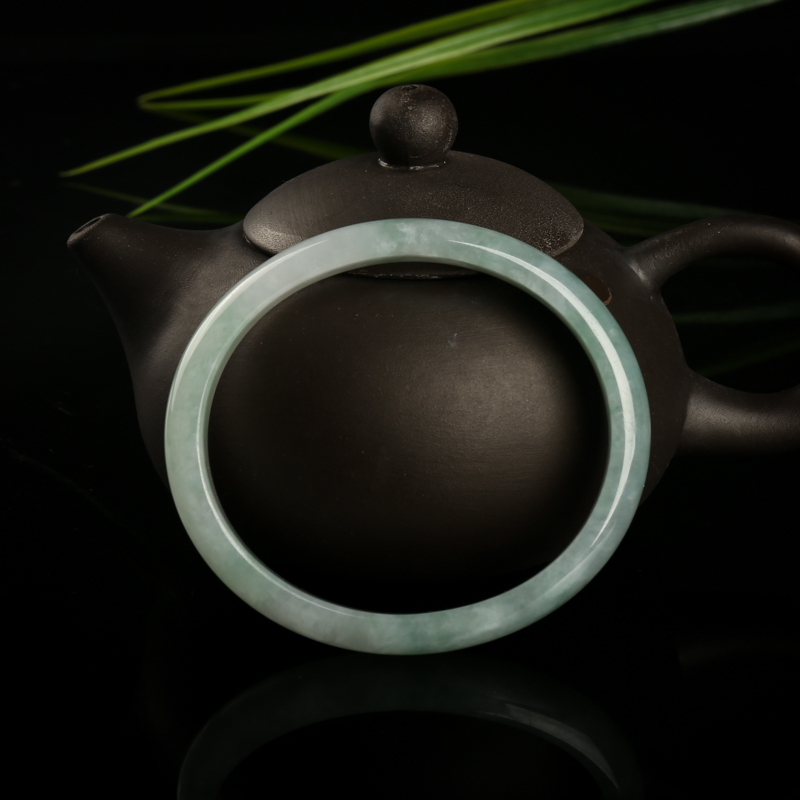 55.5mm灰绿翡翠贵妃镯-红掌柜