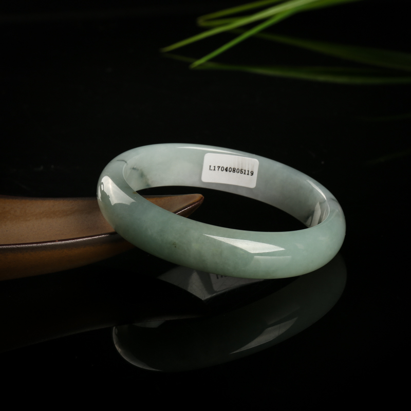 55.5mm天然豆种飘花翡翠贵妃镯-红掌柜