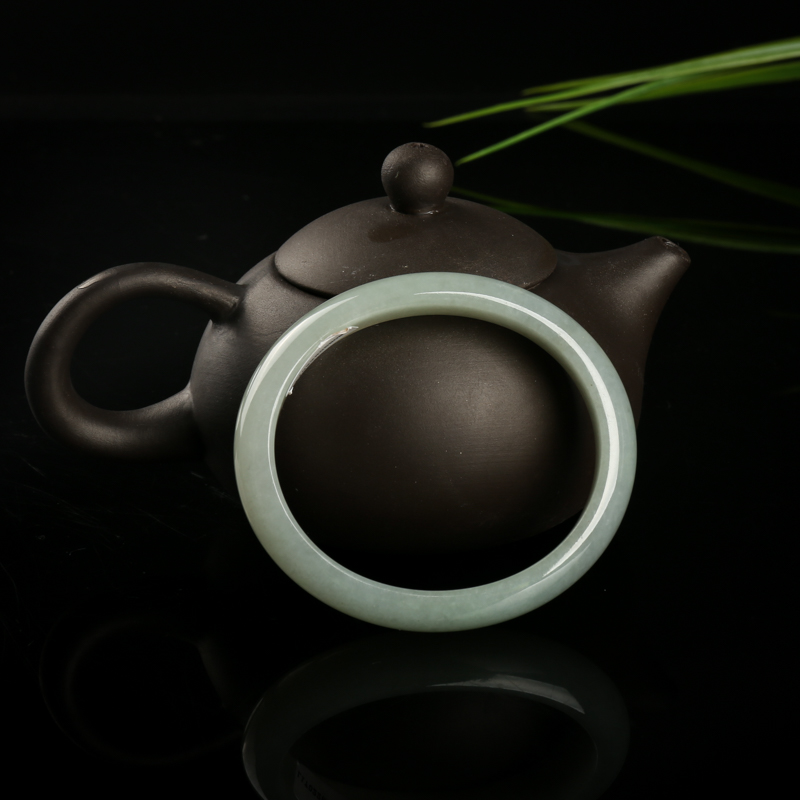 天然灰绿翡翠贵妃镯-红掌柜