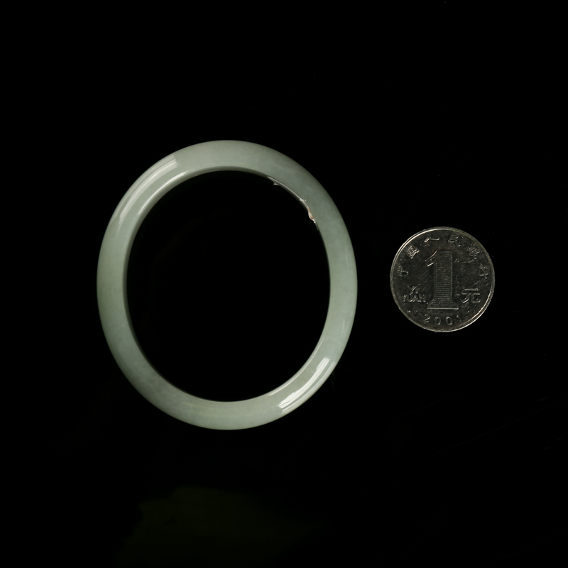 53.5mm豆种灰绿翡翠贵妃手镯-红掌柜