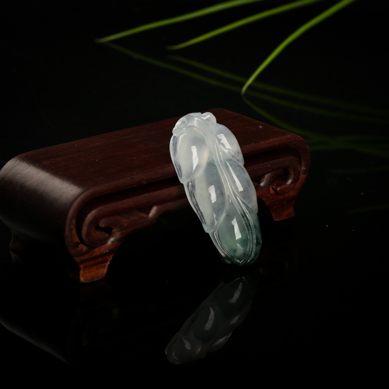 天然糯冰种飘花翡翠金枝玉叶吊坠-红掌柜