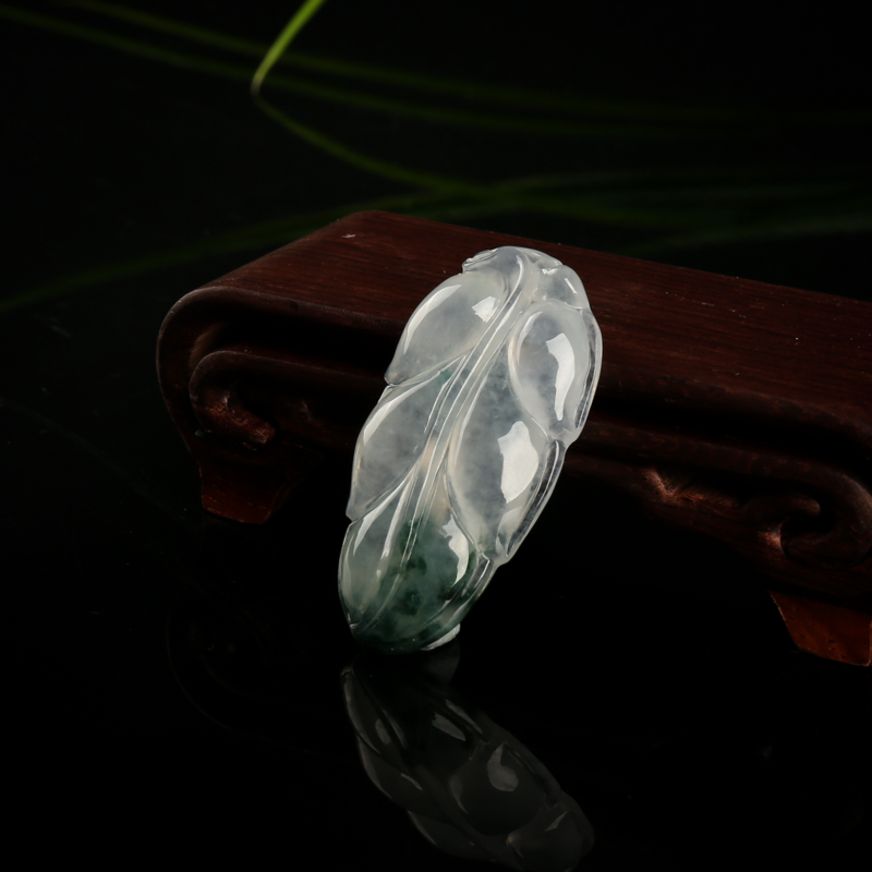 缅甸糯冰种飘花翡翠金枝玉叶吊坠-红掌柜