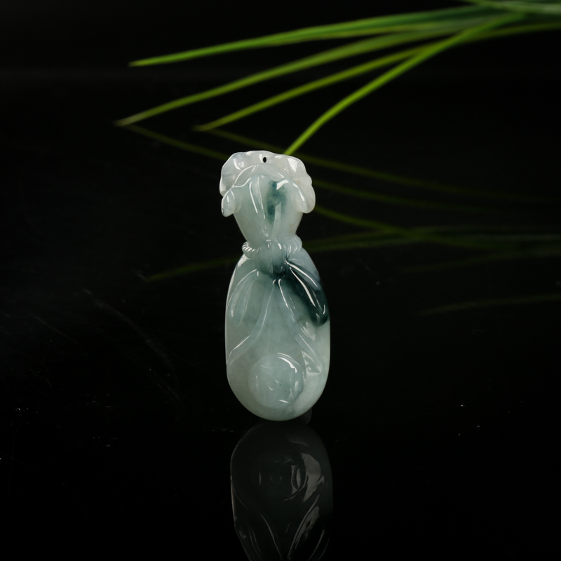 糯种飘花翡翠钱袋吊坠-红掌柜