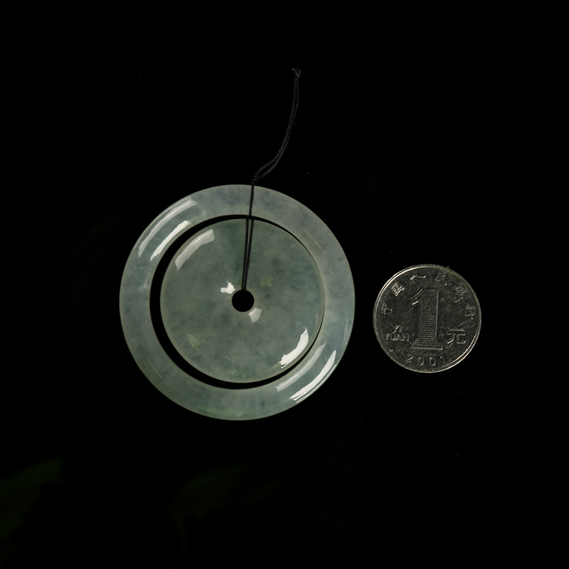 糯冰种飘花翡翠平安扣挂坠-红掌柜