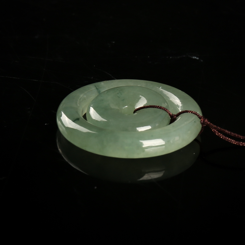 缅甸翡翠平安扣吊坠-红掌柜