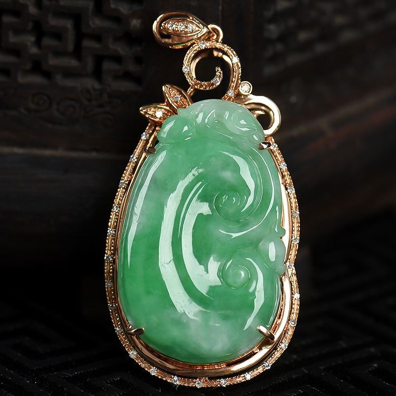 天然翡翠如意吊坠-红掌柜