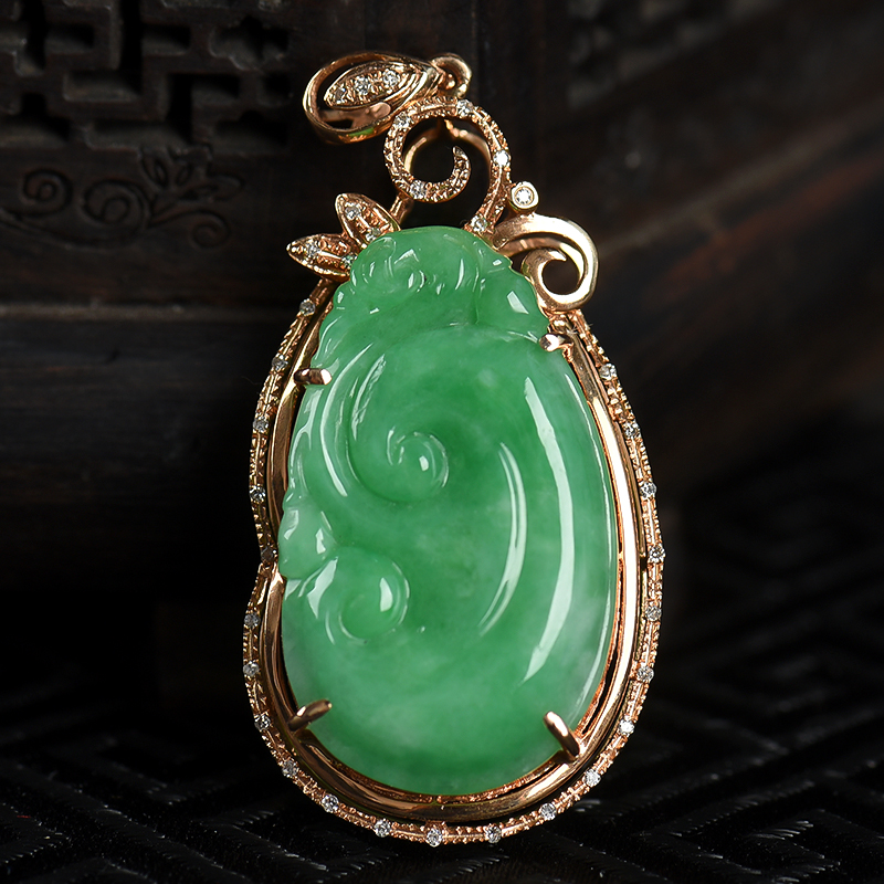 天然翡翠如意吊坠-红掌柜