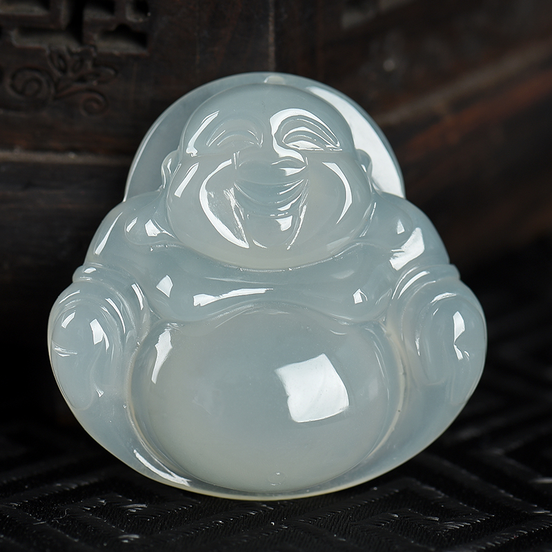 缅甸翡翠弥勒佛吊坠-红掌柜