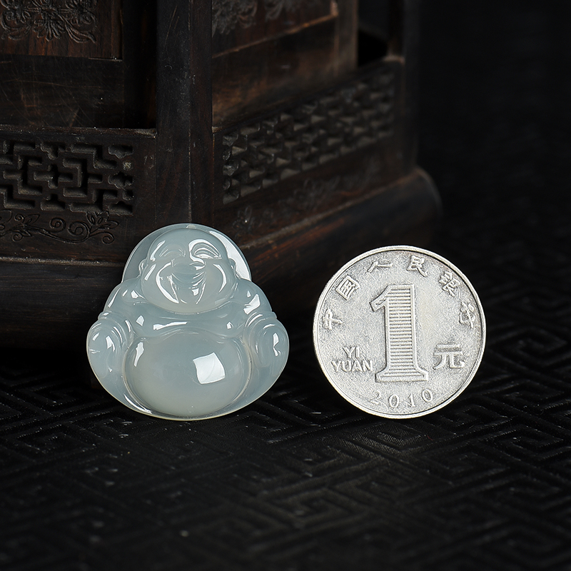 缅甸天然翡翠弥勒佛吊坠-红掌柜