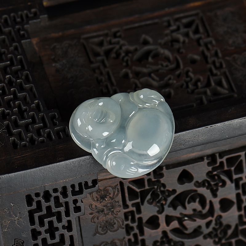 天然翡翠弥勒佛吊坠-红掌柜