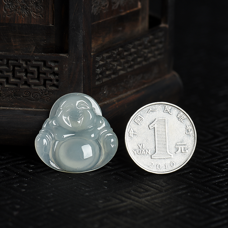 缅甸天然翡翠弥勒佛吊坠-红掌柜