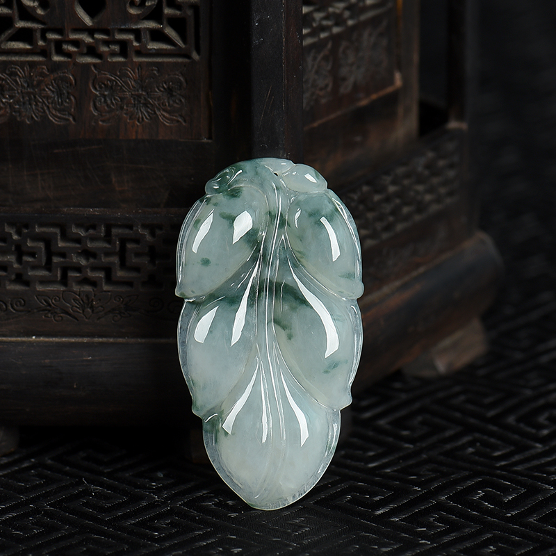 糯种飘花翡翠金枝玉叶吊坠-红掌柜