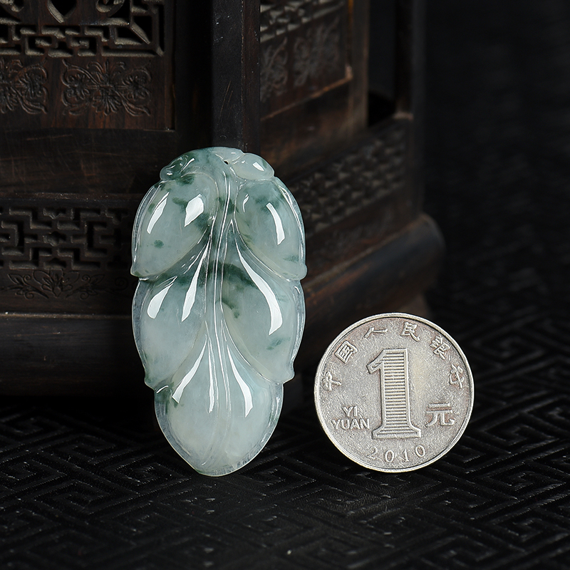 缅甸天然翡翠金枝玉叶吊坠-红掌柜