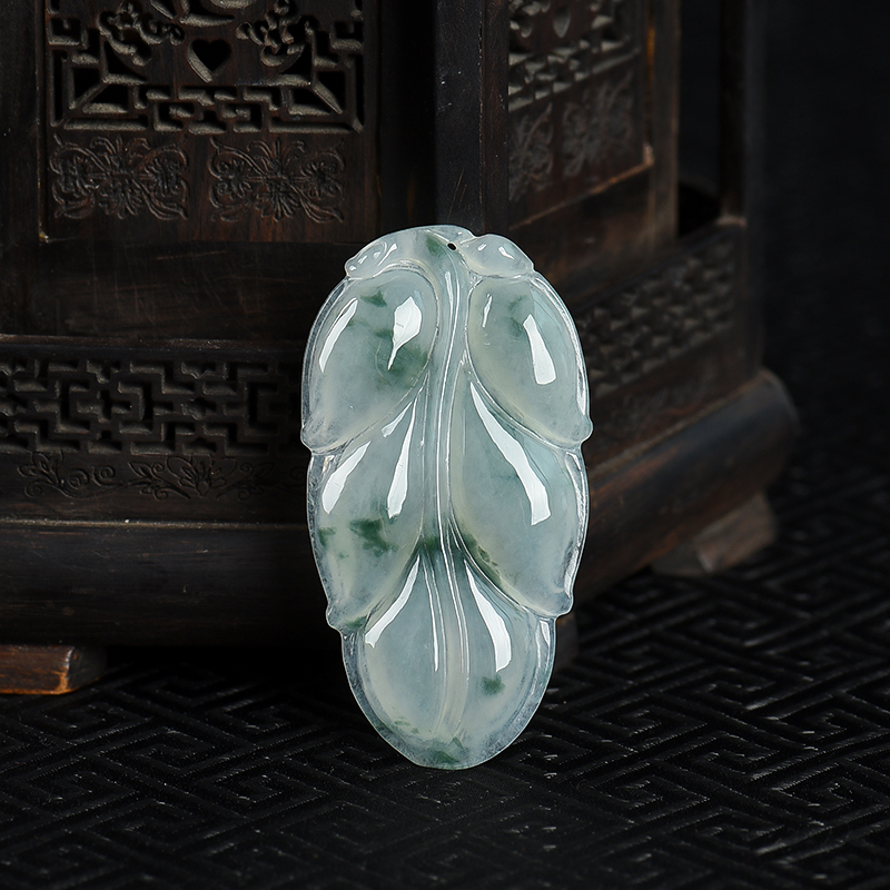 糯种飘花翡翠金枝玉叶吊坠-红掌柜