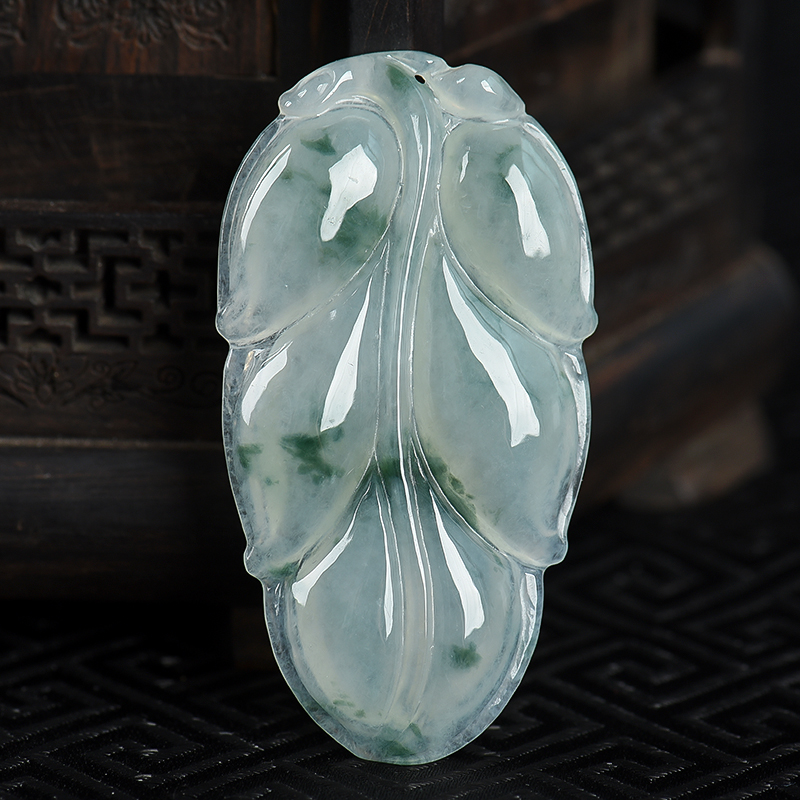 缅甸翡翠金枝玉叶吊坠-红掌柜